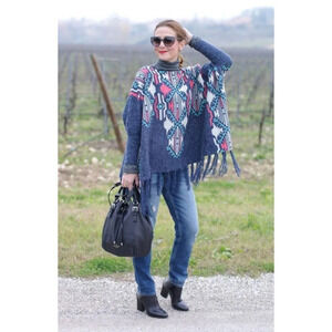 Altar'd State Women's Ethereal Aztec Native American Cape Sweater Size Medium